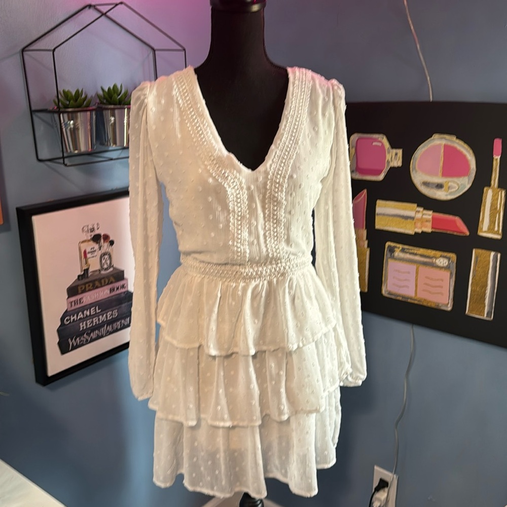 Koko + Mason white mini dress